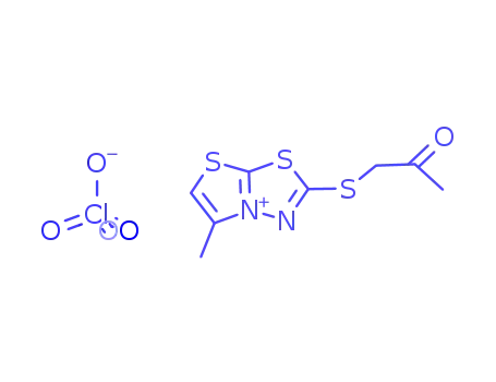 Molecular Structure of 122841-09-2 (5-methyl-2-[(2-oxopropyl)sulfanyl][1,3]thiazolo[2,3-b][1,3,4]thiadiazol-4-ium perchlorate)