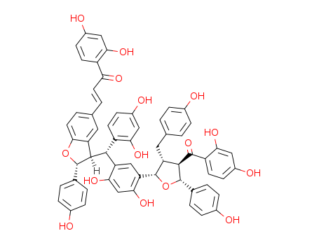 2-Propen-1-one,3-[(2R,3R)-3-[(R)-[5-[(2R,3S,4S,5S)-4-(2,4-dihydroxybenzoyl)tetrahydro-5-(4-hydroxyphenyl)-3-[(4-hydroxyphenyl)methyl]-2-furanyl]-2,4-dihydroxyphenyl](2,4-dihydroxyphenyl)methyl]-2,3-di