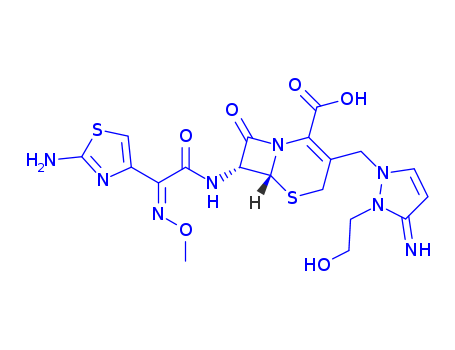5-Thia-1-azabicyclo[4.2.0]oct-2-ene-2-carboxylicacid,7-[[(2Z)-2-(2-amino-4-thiazolyl)-2-(methoxyimino)acetyl]amino]-3-[[2,3-dihydro-2-(2-hydroxyethyl)-3-imino-1H-pyrazol-1-yl]methyl]-8-oxo-,(6R,7R)-