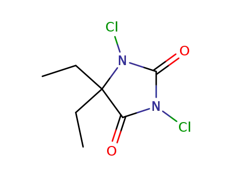 Molecular Structure of 13057-77-7 (1,3-Dichloro-5,5-diethylhydantoin)