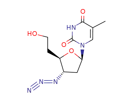 Molecular Structure of 130481-61-7 (1-(3-azido-2,3,5-trideoxy-beta-D-erythro-hexofuranosyl)-5-methylpyrimidine-2,4(1H,3H)-dione)
