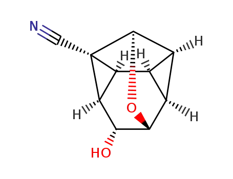 Molecular Structure of 122876-45-3 (1,2-Epoxy-1H-dicycloprop[cd,hi]indene-3b(1aH)-carbonitrile,hexahydro-3-hydroxy-,(1-alpha-,1a-bta-,1b-bta-,2-alpha-,3-bta-,3a-bta-,3b-bta-,3c-bta-,3d-bta-)-(9CI))