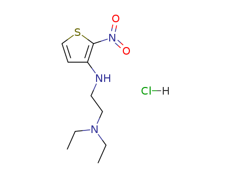 Molecular Structure of 122777-88-2 (1,2-Ethanediamine,N1,N1-diethyl-N2-(2-nitro-3-thienyl)-, hydrochloride (1:1))