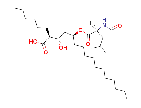 Molecular Structure of 130676-66-3 ((2S,3S,5S)-5-[(N-Formyl-L-leucyl)oxy]-2-hexyl-3-hydroxyhexadecanoic Acid (Orlistat Impurity))