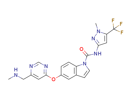 N-(1-methyl-5-(trifluoromethyl)-1H-pyrazol-3-yl)-5-((6-((methylamino)methyl)pyrimidin-4-yl)oxy)-1H-indole-1-carboxamide