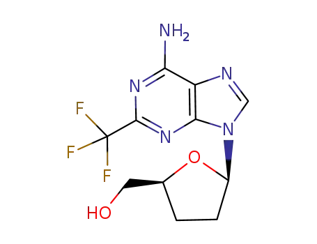 Molecular Structure of 122970-33-6 ({(2S,5R)-5-[6-amino-2-(trifluoromethyl)-9H-purin-9-yl]tetrahydrofuran-2-yl}methanol)