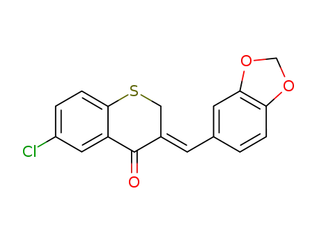 Molecular Structure of 130689-10-0 ((3Z)-3-(1,3-benzodioxol-5-ylmethylidene)-6-chloro-2,3-dihydro-4H-thiochromen-4-one)