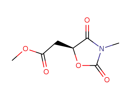 Molecular Structure of 110991-42-9 (((S)-3-Methyl-2,4-dioxo-oxazolidin-5-yl)-acetic acid methyl ester)