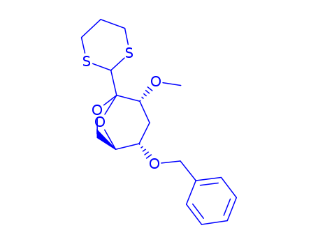 2,7-ANHYDRO-4-DEOXY-3-O-METHYL-5-O-BENZYL-SS-D-RIBO-HEPTOS-2-ULO-2,6-PYRANOSE CYCLIC 1,3-PROPANEDIYL DITHIOACETAL