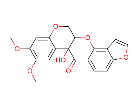 Molecular Structure of 111058-83-4 ((6aS,12aS)-6a-hydroxy-8,9-dimethoxy-12,12a-dihydrochromeno[3,4-b]furo[2,3-h]chromen-6(6aH)-one)