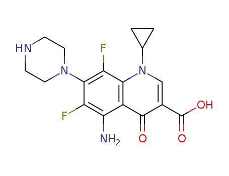 Molecular Structure of 110236-78-7 (5-amino-1-cyclopropyl-6,8-difluoro-4-oxo-7-piperazin-1-yl-1,4-dihydroquinoline-3-carboxylic acid)