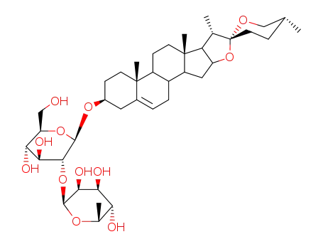 Molecular Structure of 110996-52-6 ((3beta,25S)-spirost-5-en-3-yl 2-O-(6-deoxy-alpha-L-mannopyranosyl)-beta-D-glucopyranoside)
