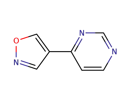 Molecular Structure of 1111638-48-2 (PyriMidine, 4-(4-isoxazolyl)-)