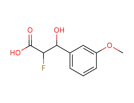 Molecular Structure of 110915-68-9 (Benzenepropanoic acid, alpha-fluoro-beta-hydroxy-3-methoxy-, (R*,S*)- (9CI))