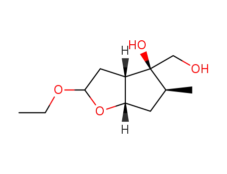 Molecular Structure of 123594-45-6 (2H-Cyclopenta[b]furan-4-methanol,2-ethoxyhexahydro-4-hydroxy-5-methyl-,(2alpha,3abta,4bta,5bta,6abta)-(9CI))