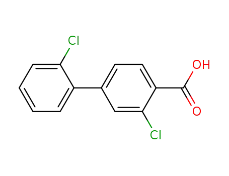 Molecular Structure of 1237117-14-4 (2-Chloro-4-(2-chlorophenyl)benzoic acid)