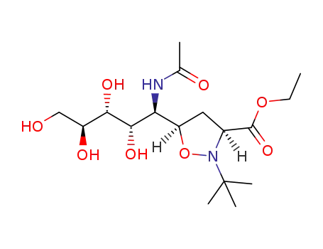5-(1-acetylamino-2,3,4,5-tetrahydroxy-pentyl)-2-<i>tert</i>-butyl-isoxazolidine-3-carboxylic acid ethyl ester