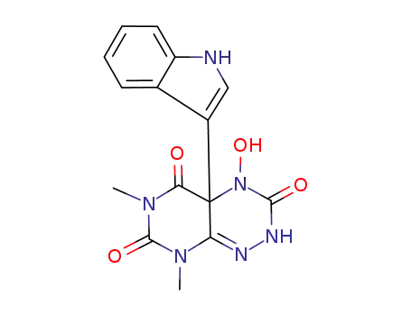 Molecular Structure of 110621-93-7 (4-hydroxy-4a-(1H-indol-3-yl)-6,8-dimethyl-2,4,4a,8-tetrahydropyrimido[5,4-e][1,2,4]triazine-3,5,7(6H)-trione)