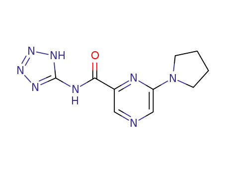 Molecular Structure of 111374-21-1 (6-(pyrrolidin-1-yl)-N-(2H-tetrazol-5-yl)pyrazine-2-carboxamide)