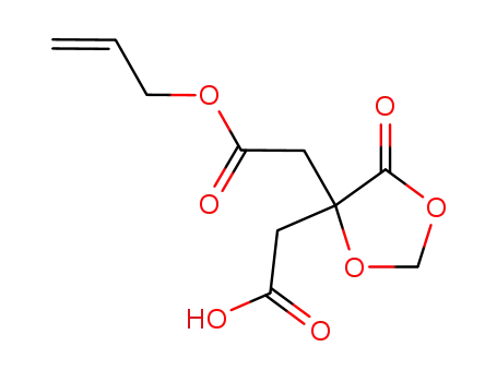 Molecular Structure of 110333-20-5 ({5-oxo-4-[2-oxo-2-(prop-2-en-1-yloxy)ethyl]-1,3-dioxolan-4-yl}acetic acid)