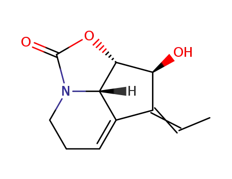Molecular Structure of 95119-35-0 (1H-2-Oxa-7a-azacyclopent[cd]inden-1-one,  4-ethylidene-2a,3,4,6,7,7b-hexahydro-3-hydroxy-,  (2a-alpha-,3-alpha-,4Z,7b-alpha-)-  (9CI))