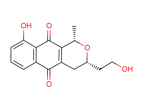 Molecular Structure of 88293-09-8 (1H-NAPHTHO[2,3-C]PYRAN-3-ACETIC ACID, 3,4,5,10-TETRAHYDRO-9-HYDROXY-1-METHYL-5,10-DIOXO-(1S,3R)-)