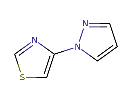 Molecular Structure of 123464-70-0 (Thiazole,  4-(1H-pyrazol-1-yl)-)