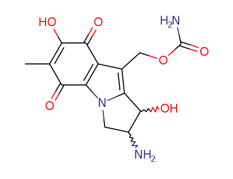Molecular Structure of 16908-80-8 ((2-amino-1,5-dihydroxy-6-methyl-7,8-dioxo-2,3,7,8-tetrahydro-1H-pyrrolo[1,2-a]indol-9-yl)methyl carbamate)