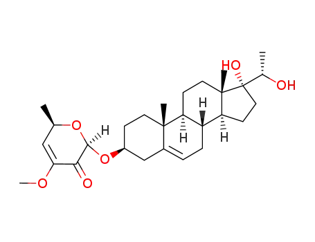Molecular Structure of 112899-63-5 (2H-Pyran-3(6H)-one,2-[[(3b,20S)-17,20-dihydroxypregn-5-en-3-yl]oxy]-4-methoxy-6-methyl-)