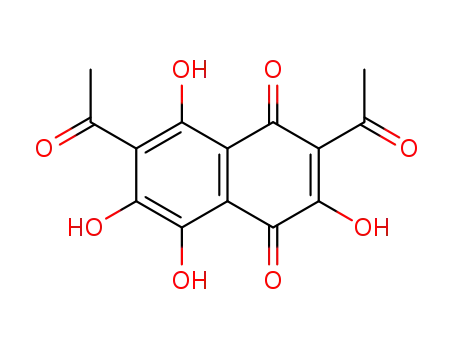 Molecular Structure of 3404-89-5 (2,7-Diacetyl-3,5,6,8-tetrahydroxy-1,4-naphthoquinone)