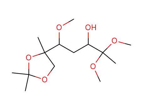 Molecular Structure of 123921-08-4 (arabino-2-Heptulose, 1,4-dideoxy-6-C-methyl-5-O-methyl-6,7-O-(1-methylethylidene)-, dimethyl acetal)