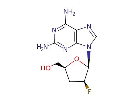 Molecular Structure of 123318-81-0 (9-(2,3-dideoxy-2-fluoro-beta-D-threo-pentofuranosyl)-9H-purine-2,6-diamine)