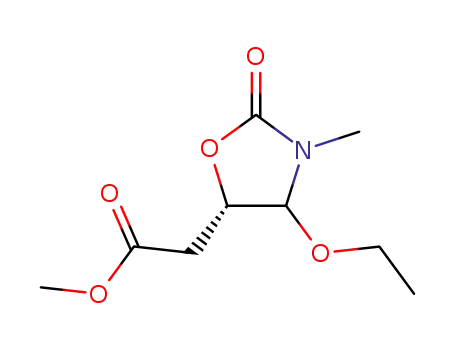 Molecular Structure of 110991-58-7 (5-Oxazolidineaceticacid,4-ethoxy-3-methyl-2-oxo-,methylester(9CI))