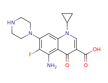 Molecular Structure of 123016-42-2 (5-amino-1-cyclopropyl-6-fluoro-4-oxo-7-piperazin-1-yl-quinoline-3-carb oxylic acid)