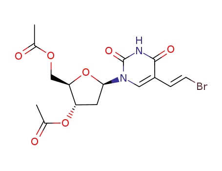 Molecular Structure of 91593-18-9 (3',5'-di-O-acetyl-5-(2-bromovinyl)-2'-deoxyuridine)