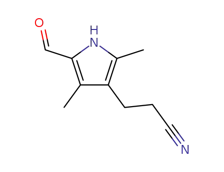 Molecular Structure of 110995-35-2 (1H-Pyrrole-3-propanenitrile,5-formyl-2,4-dimethyl-(9CI))