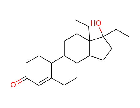 Molecular Structure of 1235-15-0 ((8R,9S,10R,13S,14S,17S)-13,17-diethyl-17-hydroxy-1,2,6,7,8,9,10,11,12,14,15,16-dodecahydrocyclopenta[a]phenanthren-3-one)