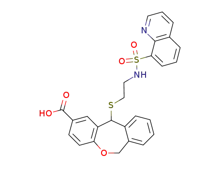 Molecular Structure of 123226-84-6 (11-({2-[(quinolin-8-ylsulfonyl)amino]ethyl}sulfanyl)-6,11-dihydrodibenzo[b,e]oxepine-2-carboxylic acid)