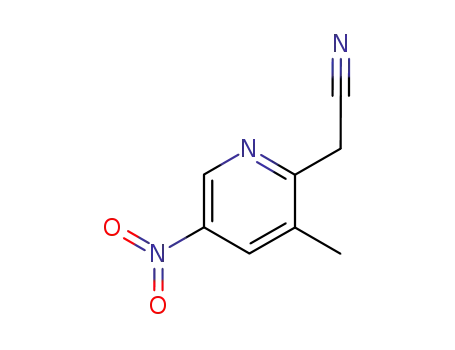 Molecular Structure of 123846-67-3 ((3-Methyl-5-nitro-pyridin-2-yl)-acetonitrile)