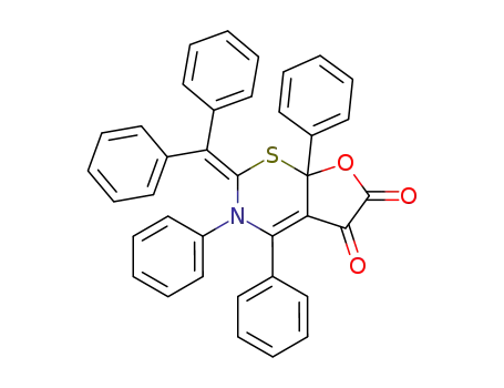 Molecular Structure of 110958-28-6 (2-(diphenylmethylene)-3,4,7a-triphenyl-3,7a-dihydro-2H-furo[3,2-e][1,3]thiazine-5,6-dione)