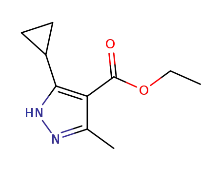 Molecular Structure of 1107658-53-6 (5-Cyclopropyl-3-methyl-1H-pyrazole-4-carboxylic acid ethyl ester)