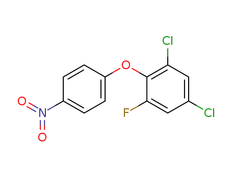 Molecular Structure of 13738-63-1 (1,5-dichloro-3-fluoro-2-(4-nitrophenoxy)benzene)