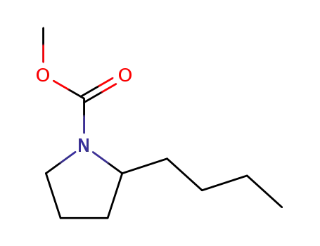 Molecular Structure of 131119-51-2 (1-Pyrrolidinecarboxylic  acid,  2-butyl-,  methyl  ester)