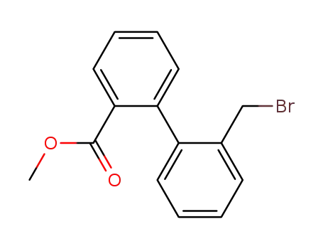 Molecular Structure of 38399-65-4 (2'-(Bromomethyl)-[1,1'-biphenyl]-2-carboxylic acid methyl ester)