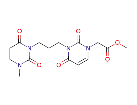 Molecular Structure of 137394-53-7 (1(2H)-Pyrimidineacetic acid, 3-(3-(3,6-dihydro-3-methyl-2,6-dioxo-1(2H )-pyrimidinyl)propyl)-3,4-dihydro-2,4-dioxo-, methyl ester)