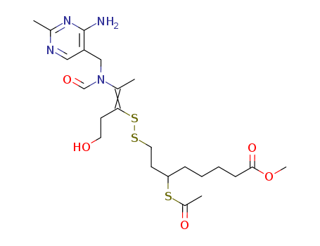 Octanoic acid,6-(acetylthio)-8-[[2-[[(4-amino-2-methyl-5-pyrimidinyl)methyl]formylamino]-1-(2-hydroxyethyl)-1-propen-1-yl]dithio]-,methyl ester(137-86-0)