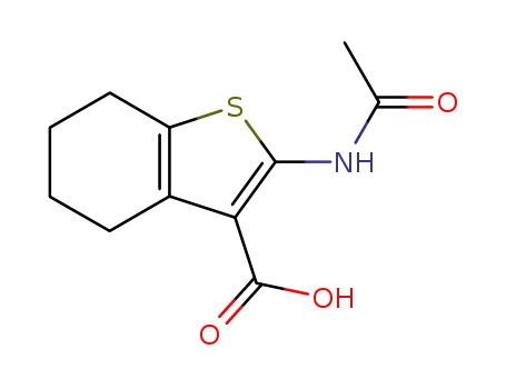Molecular Structure of 13130-43-3 (2-ACETYLAMINO-4,5,6,7-TETRAHYDRO-BENZO[B]THIOPHENE-3-CARBOXYLIC ACID)