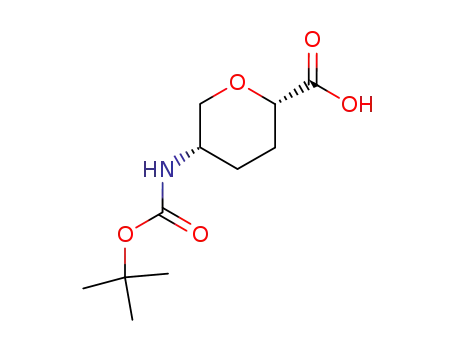 Molecular Structure of 603130-25-2 (2,6-Anhydro-3,4,5-trideoxy-5-[[(1,1-diMethylethoxy)carbonyl]aMino]-D-threo-hexonic Acid)