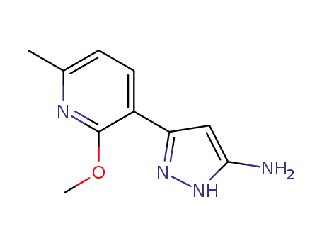 Molecular Structure of 1375637-48-1 (5-(2-methoxy-6-methyl-pyridin-3-yl)-2H-pyrazol-3-ylamine)