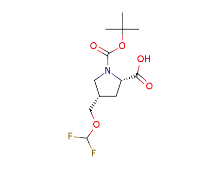 Molecular Structure of 1378389-61-7 ((2S,4S)-1-(tert-butoxycarbonyl)-4-((difluoromethoxy)methyl)pyrrolidine-2-carboxylic acid)
